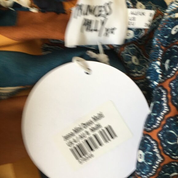 NWT POLLY PRINCESS Multicolor Patchwork Criss Cross Halter Neck JENNA Mini Dress - Picture 2 of 10